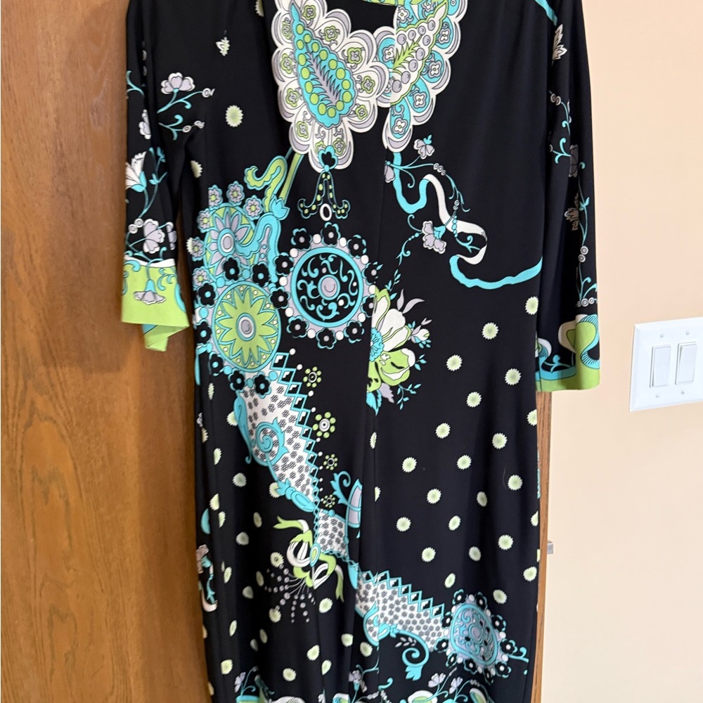💖Donna Morgan Black and Green Floral Dress💖 - Picture 5 of 10